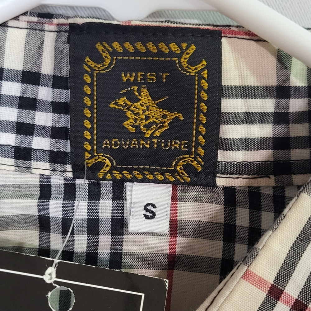 West Advanture Men's NWT Plaid Religious Graphic Button-Up LS Shirt Size Small - Picture 2 of 8